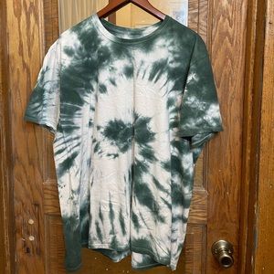 Green and white tie dye shirt